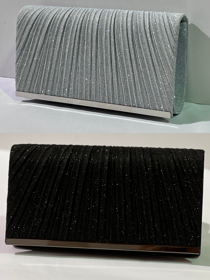 Yara Pleated Glitter Clutch