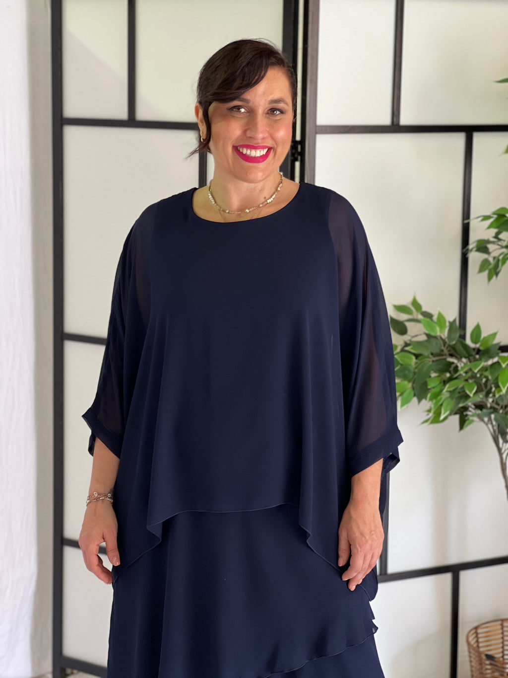 Aria Burgundy Chiffon Evening Top