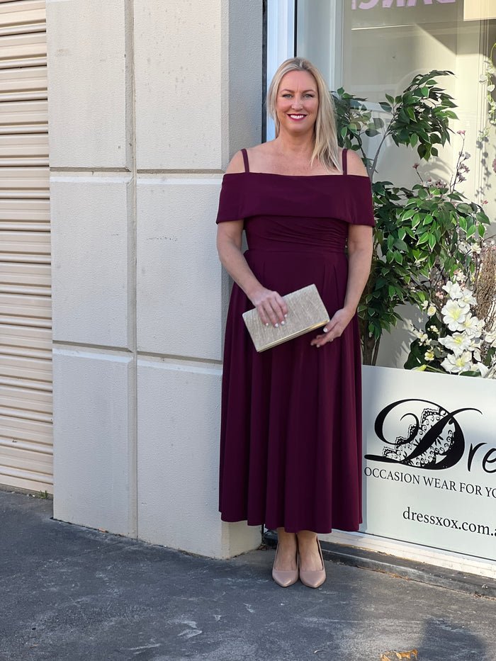 Athena Burgundy Evening Dress