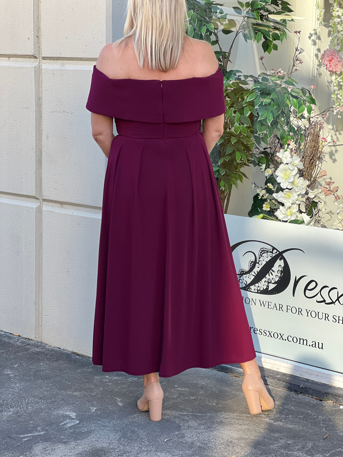 Athena Burgundy Evening Dress