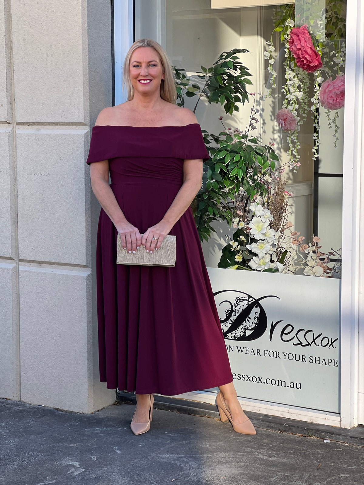 Athena Burgundy Evening Dress