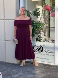 Athena Burgundy Evening Dress