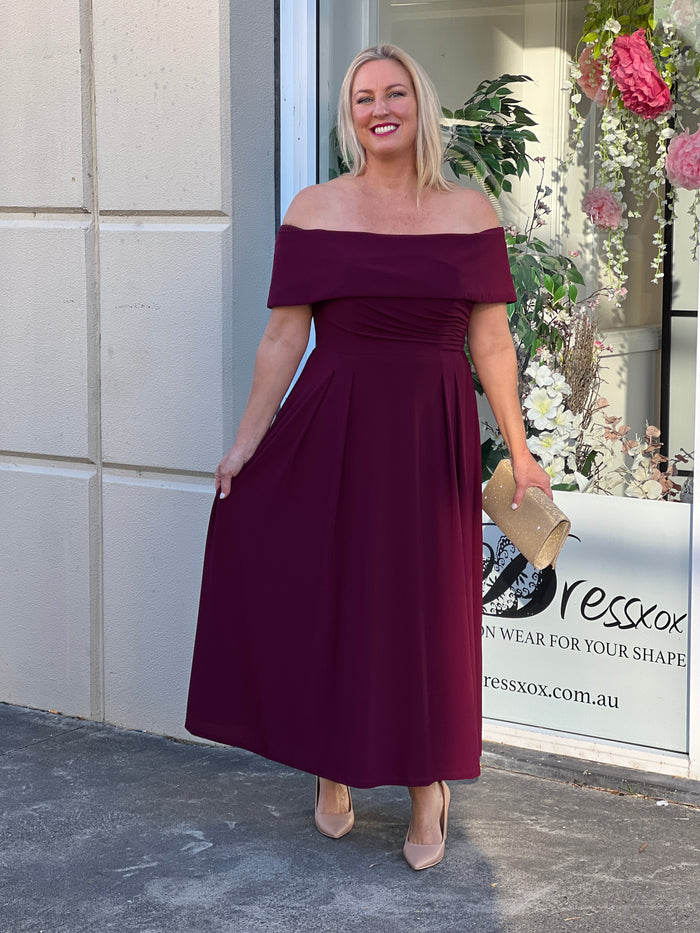 Athena Burgundy Evening Dress