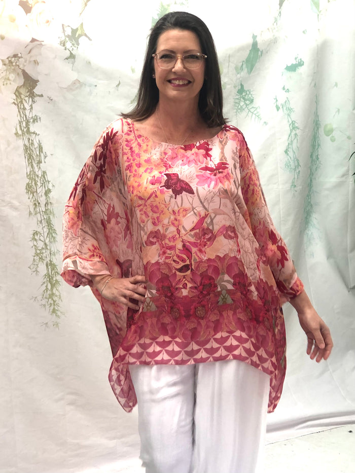 Brax Pink Garden Silk Top