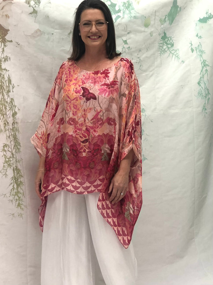 Brax Pink Garden Silk Top