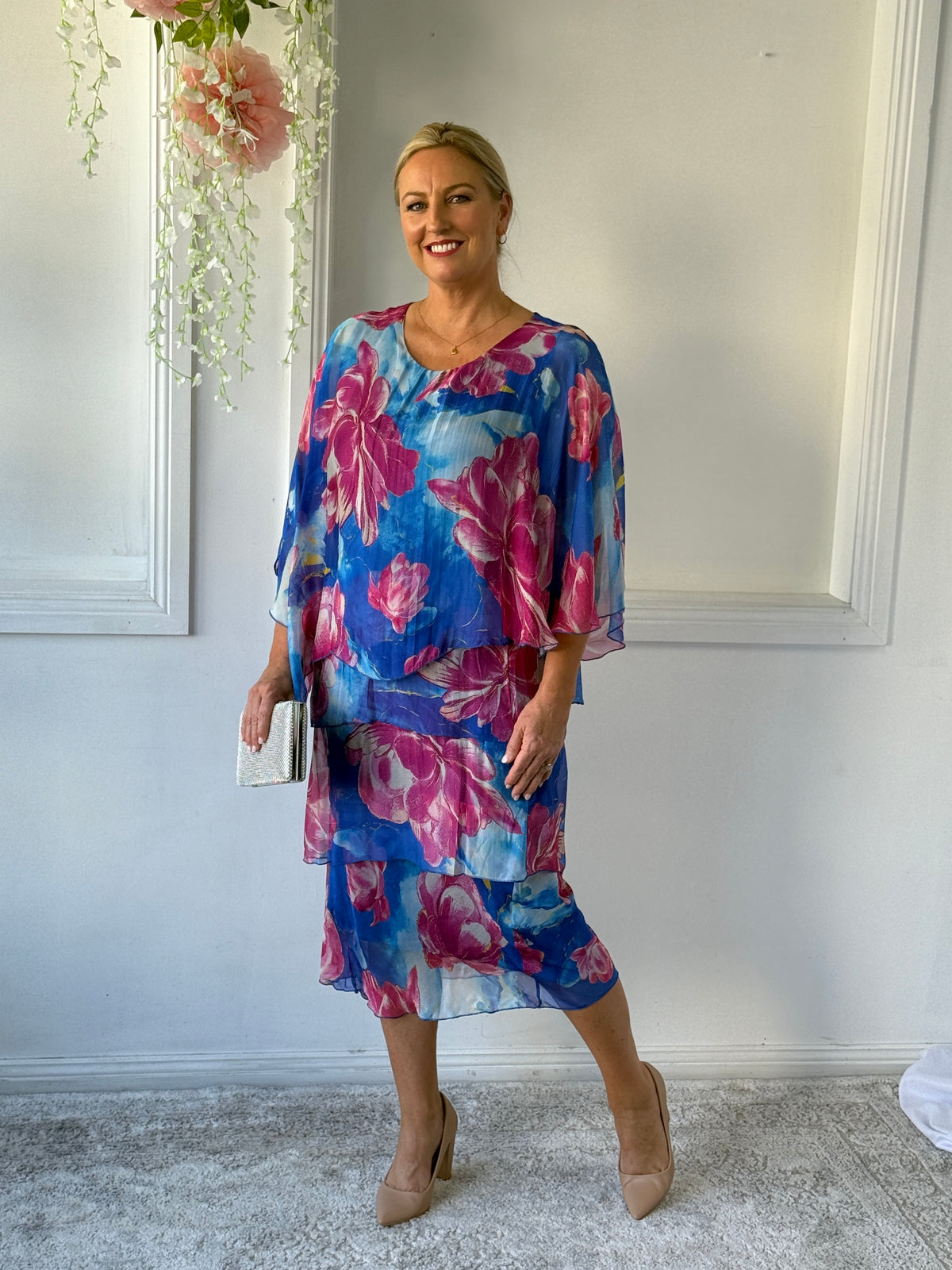 Bronx Blue Blossom Silk Dress