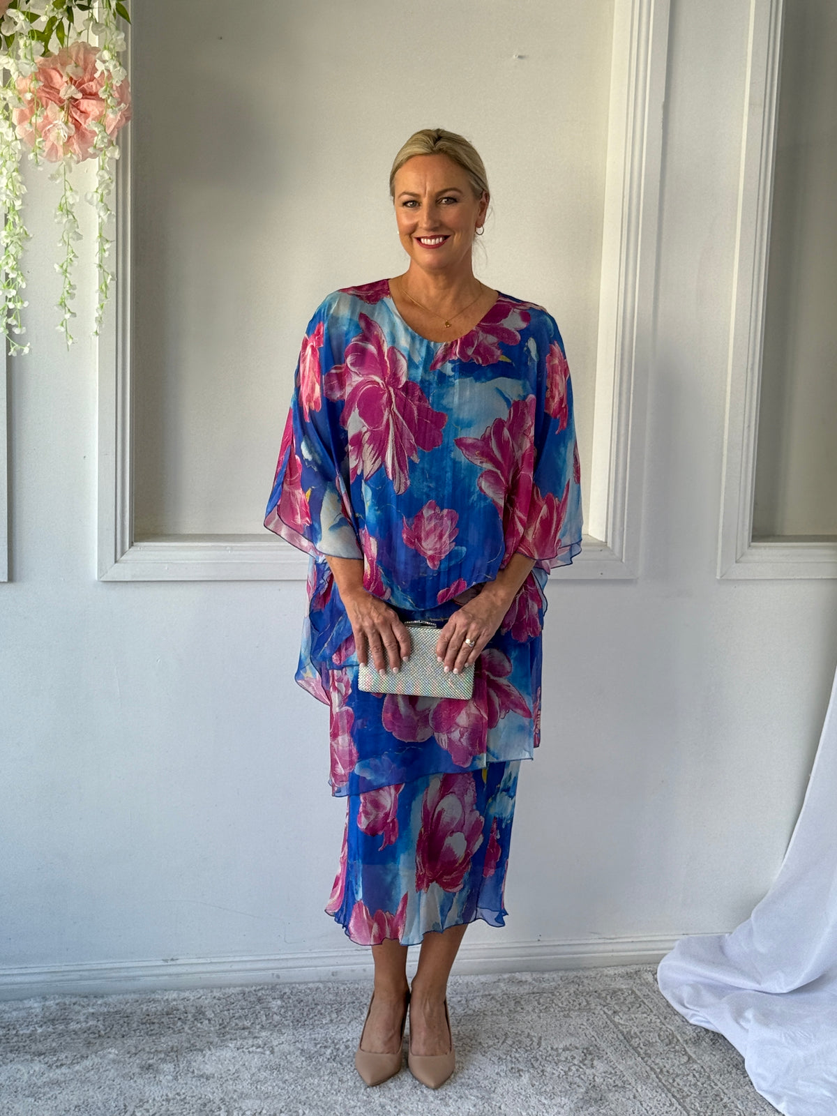 Bronx Blue Blossom Silk Dress