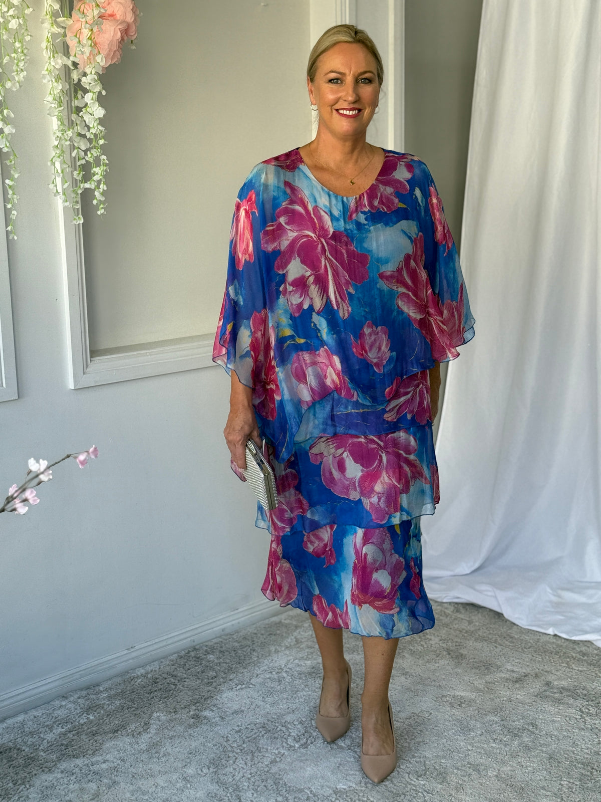 Bronx Blue Blossom Silk Dress