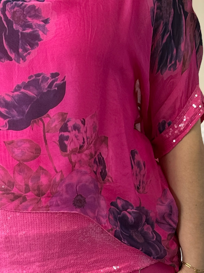 Brooklyn Fuchsia Floral Silk Top