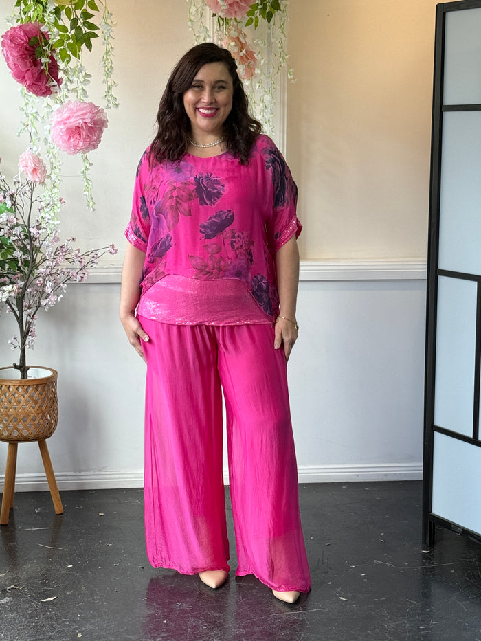 Brooklyn Fuchsia Floral Silk Top