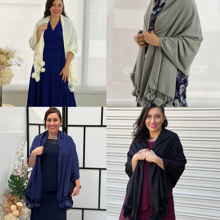 Willow Pom Pom Shawl fuchia