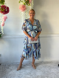 Clara Dusty Blue Silk Dress