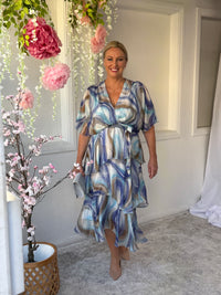 Clara Dusty Blue Silk Dress