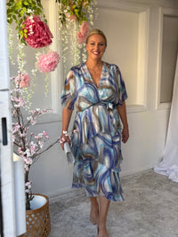Clara Dusty Blue Silk Dress