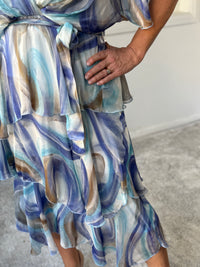 Clara Dusty Blue Silk Dress
