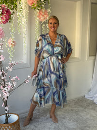 Clara Dusty Blue Silk Dress
