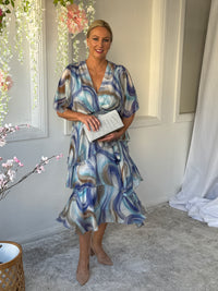 Clara Dusty Blue Silk Dress