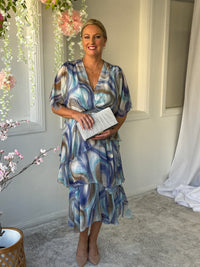 Clara Dusty Blue Silk Dress