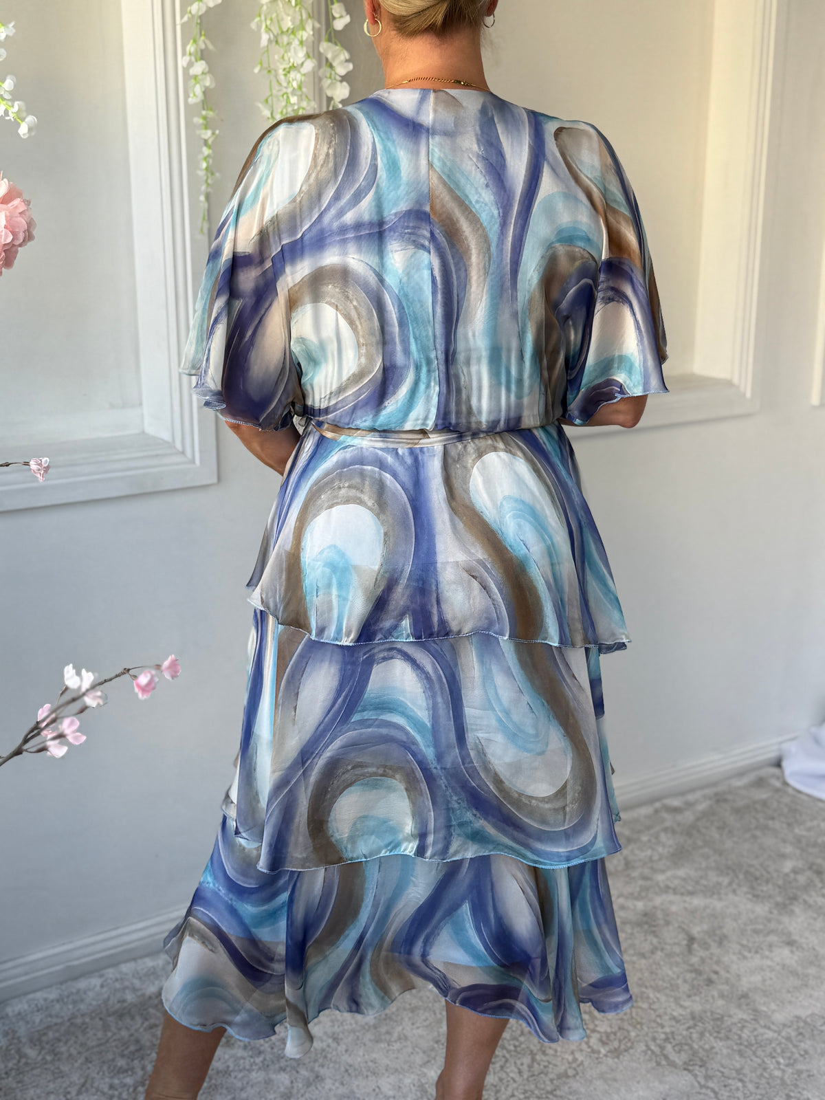 Clara Dusty Blue Silk Dress
