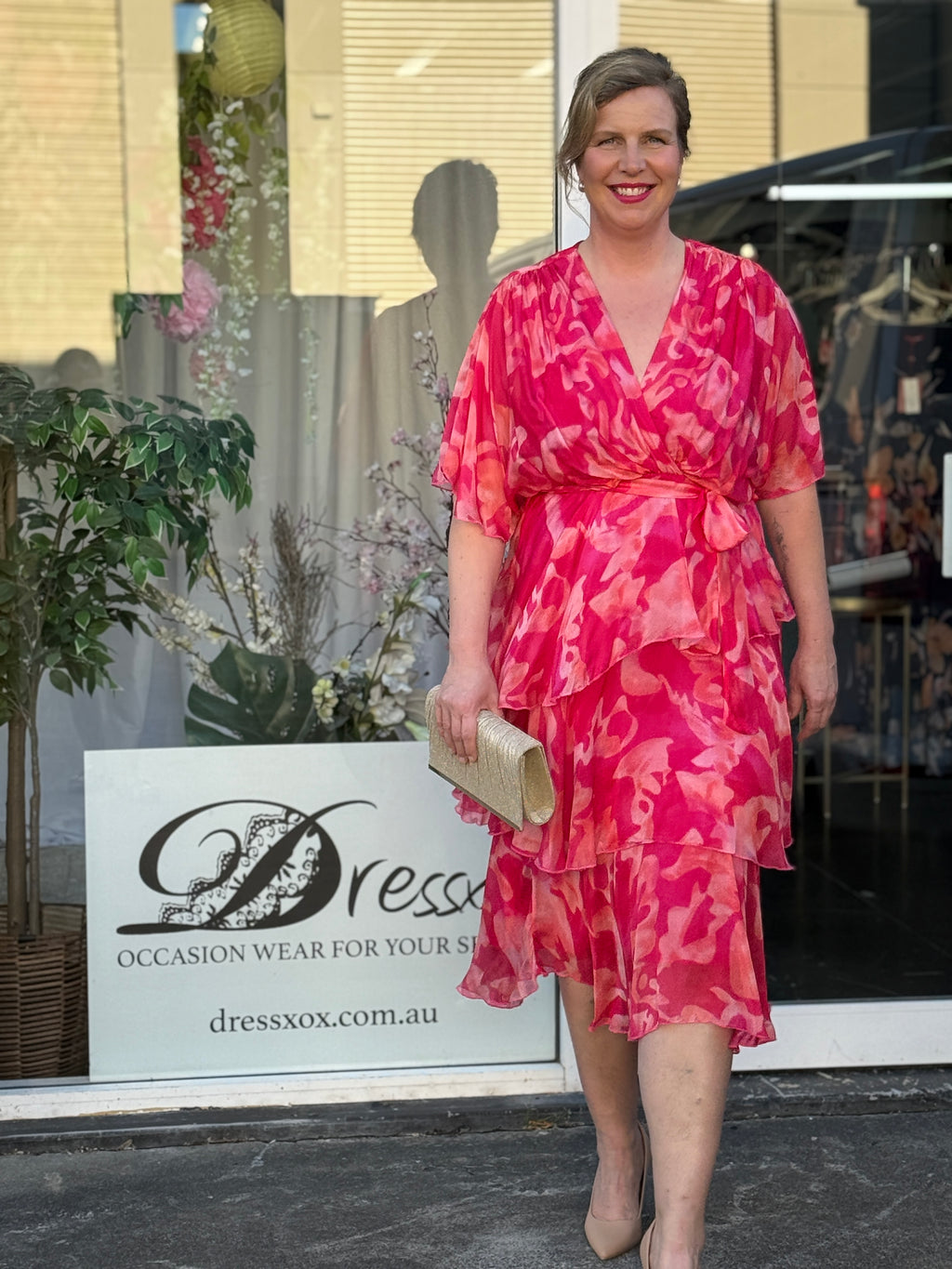 Clara Pink Floral Silk Dress