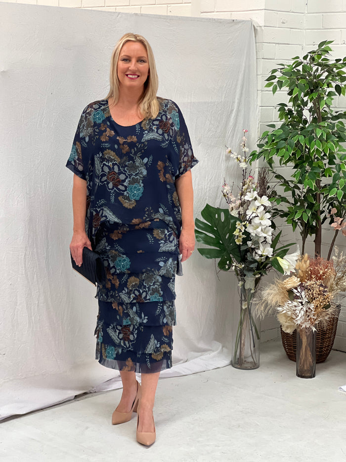 Clyde Night Bloom Silk Dress
