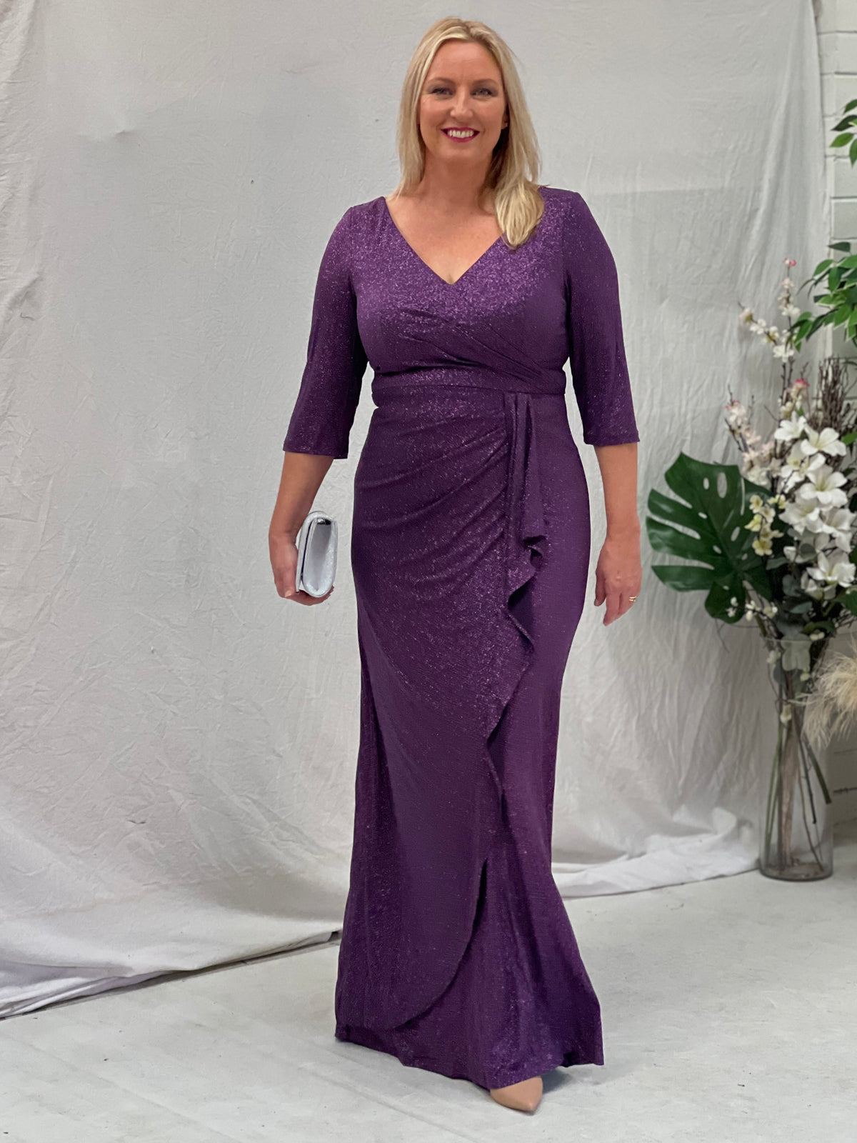 Constantine Purple Glitter Gown