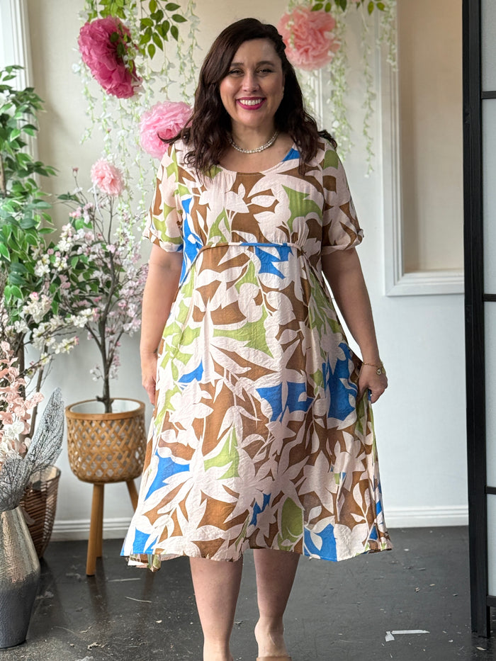 Demi Abstract Beige Layering Dress