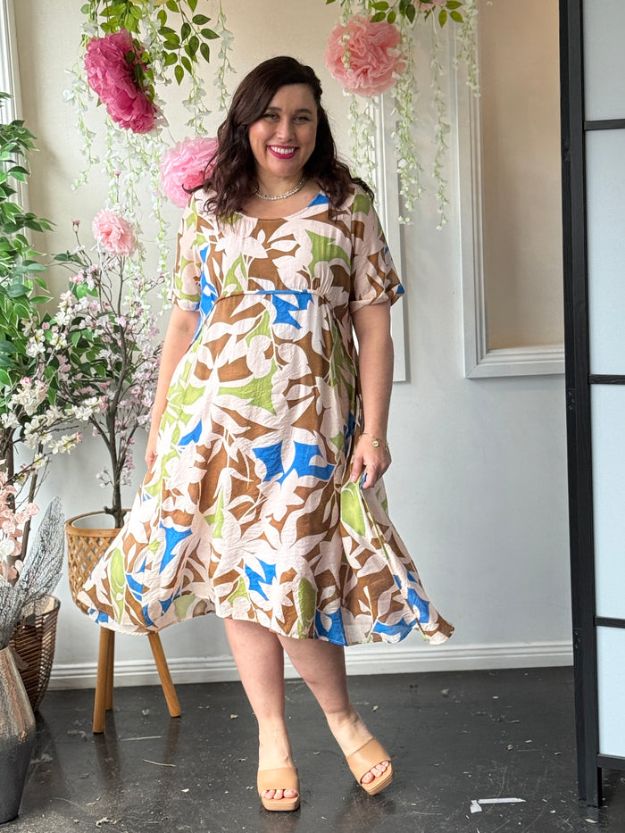 Demi Abstract Beige Layering Dress