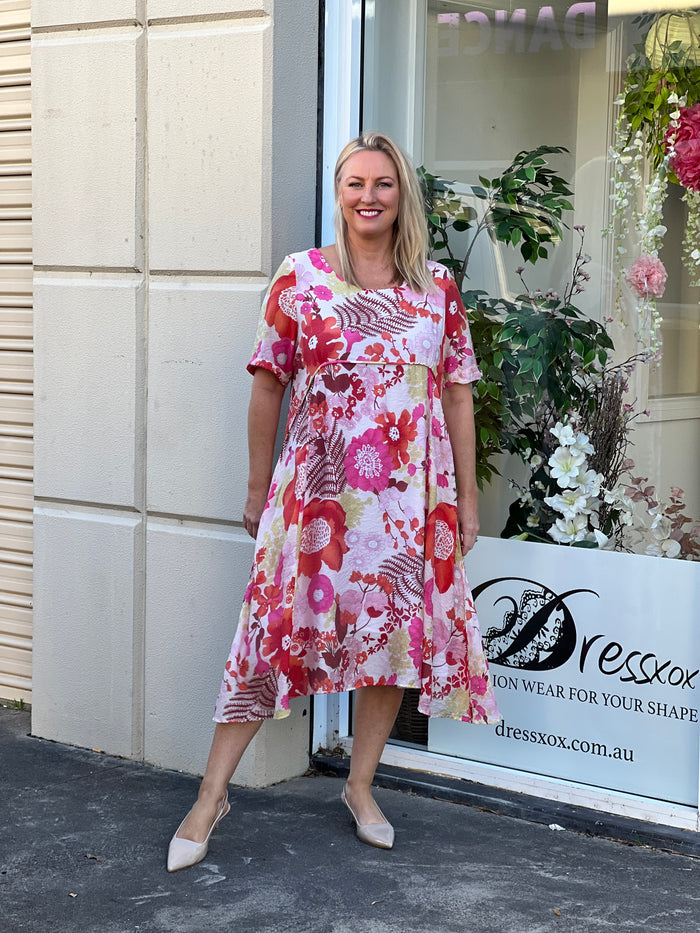 Demi Red Floral Layering Dress