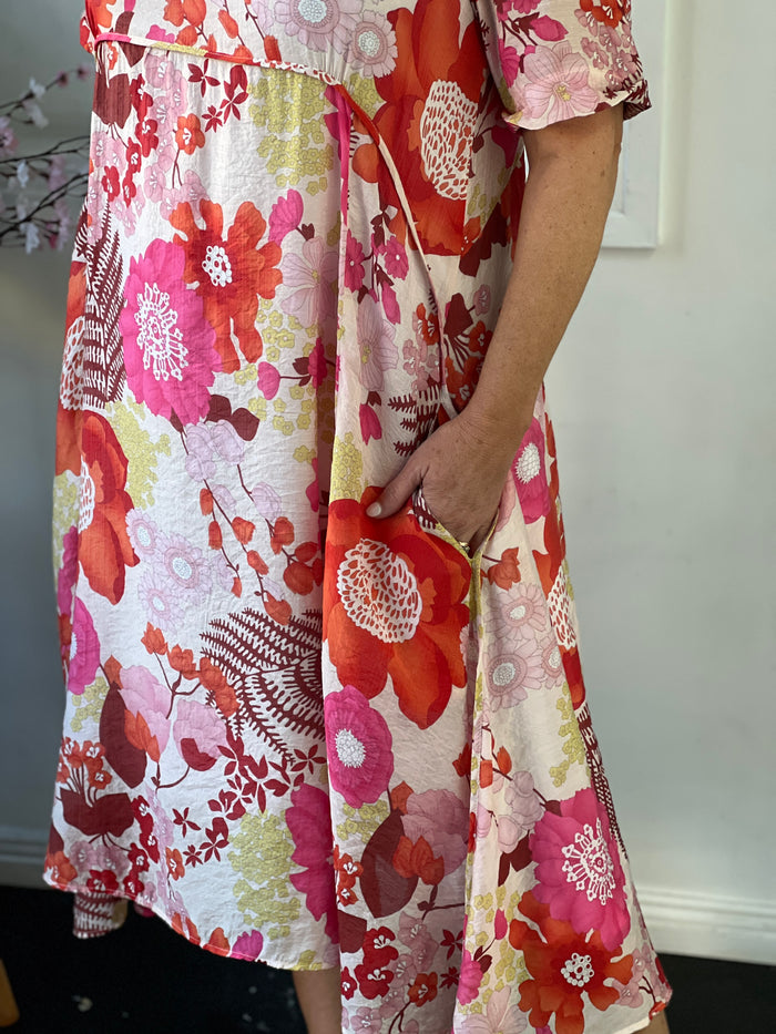 Demi Red Floral Layering Dress