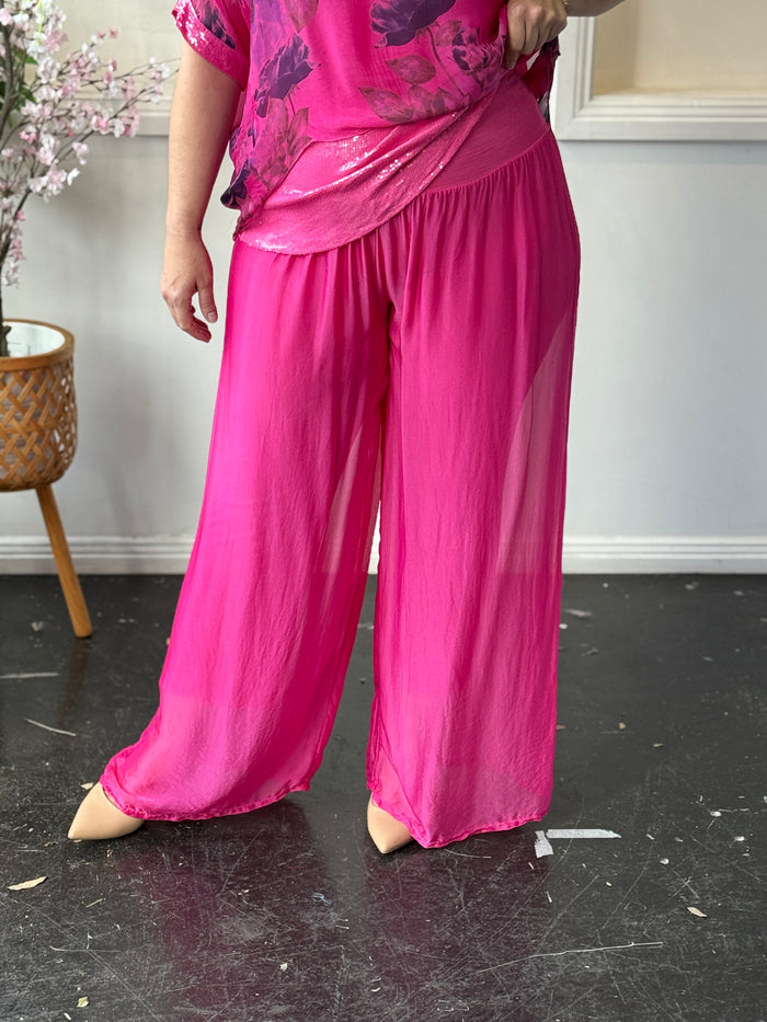 Drayton Fuchsia Silk Pants