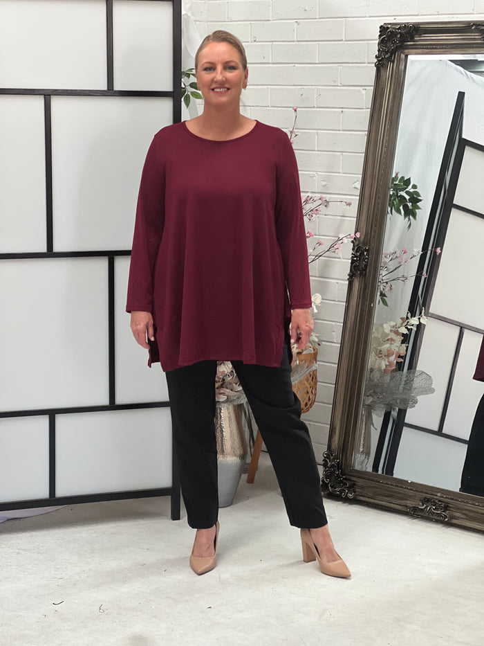 Dyna Burgundy Soft Knit Tunic