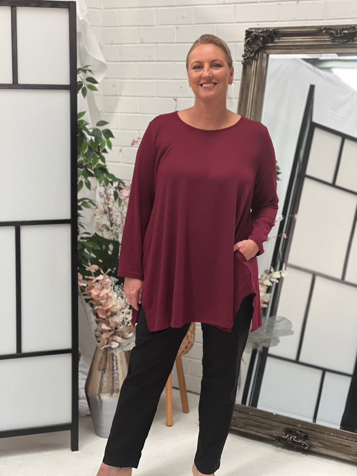 Dyna Burgundy Soft Knit Tunic