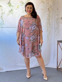 Elias Rose Floral Evening Dress