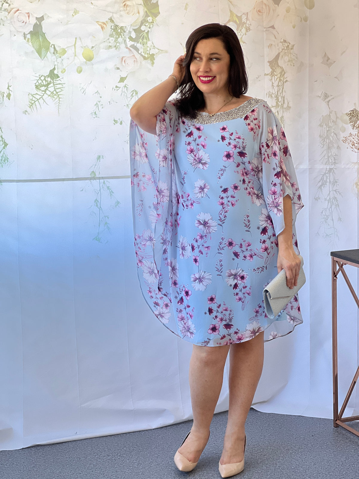 Elias Sky Floral Evening Dress
