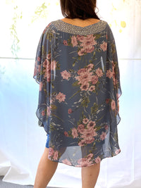 Elias Slate Floral Evening Dress