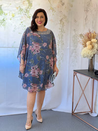 Elias Slate Floral Evening Dress