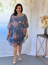Elias Slate Floral Evening Dress