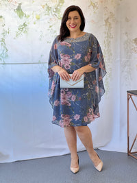 Elias Slate Floral Evening Dress