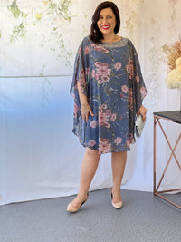 Elias Slate Floral Evening Dress