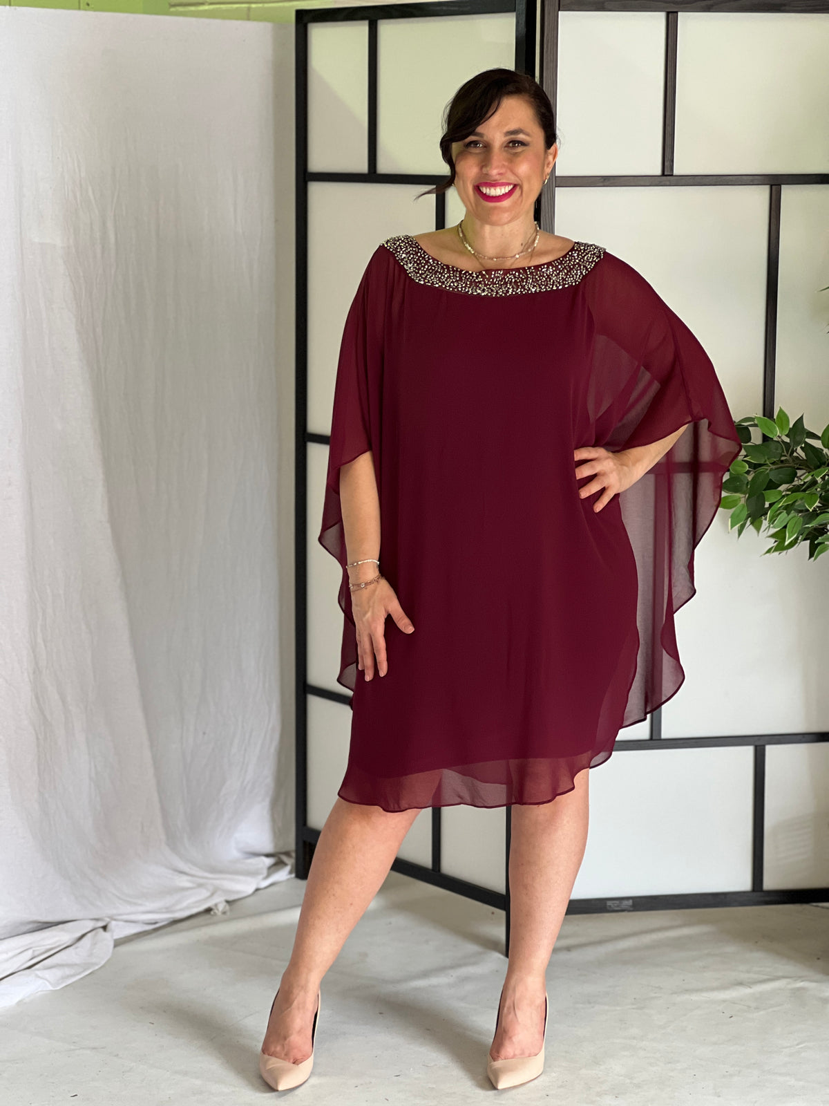Etan Burgundy Evening Dress
