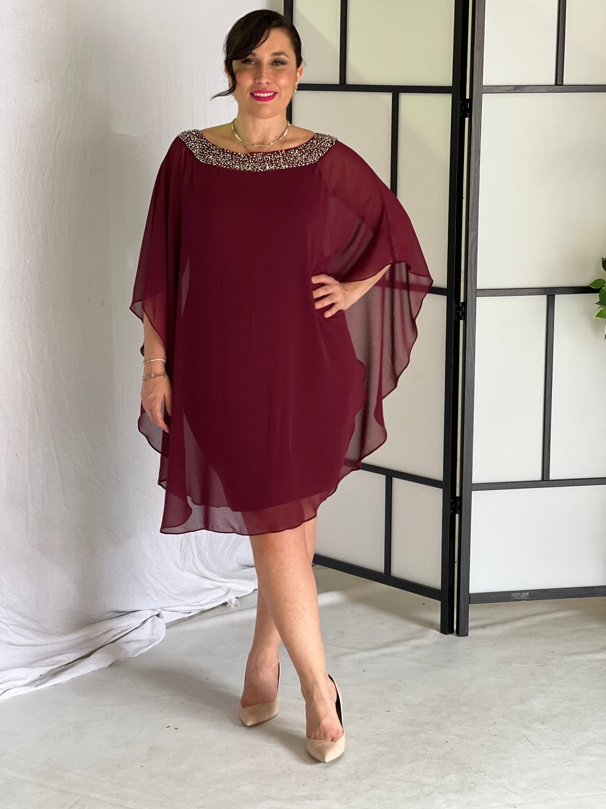 Etan Burgundy Evening Dress