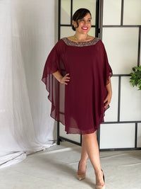 Etan Burgundy Evening Dress