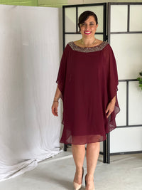 Etan Burgundy Evening Dress