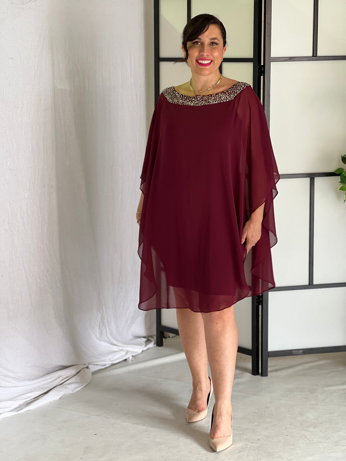 Etan Burgundy Evening Dress