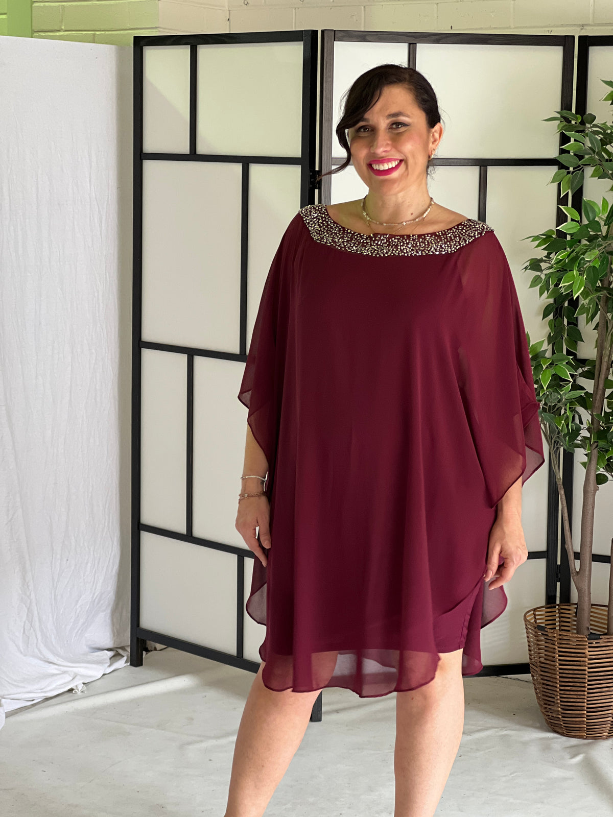 Etan Burgundy Evening Dress