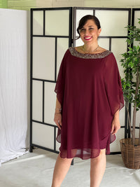 Etan Burgundy Evening Dress
