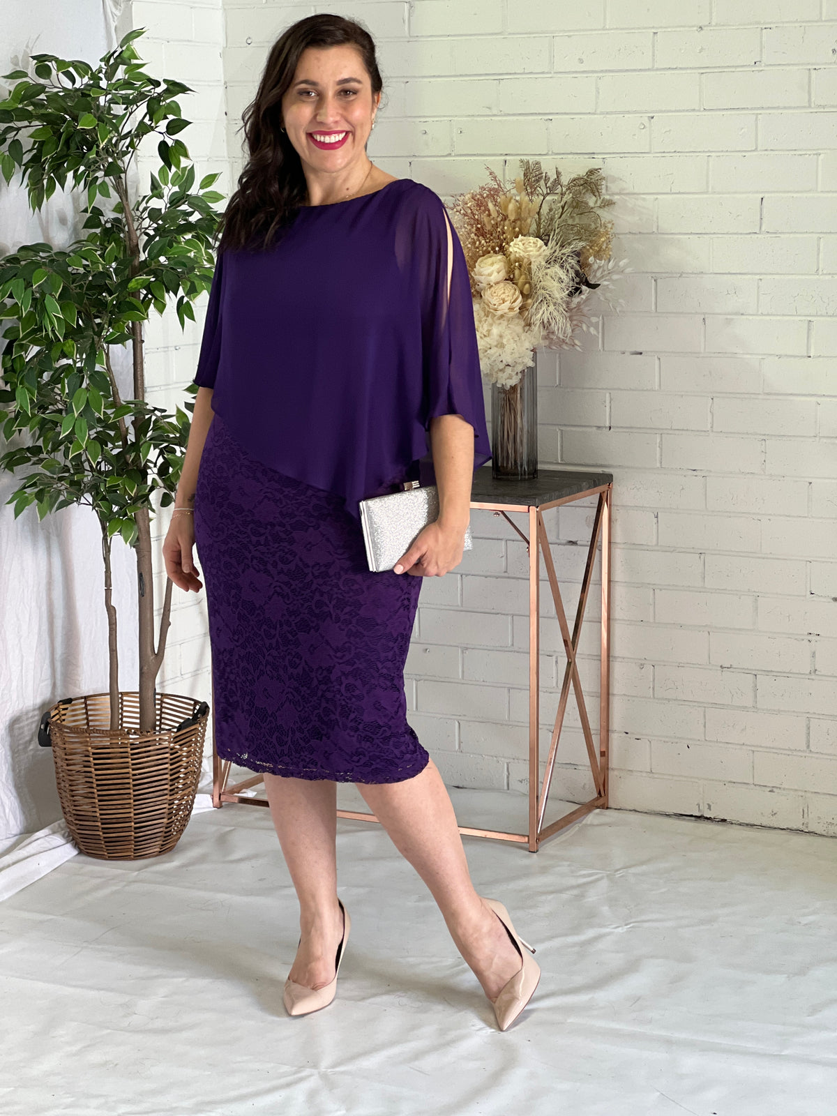 Geraldine Purple Lace Dress