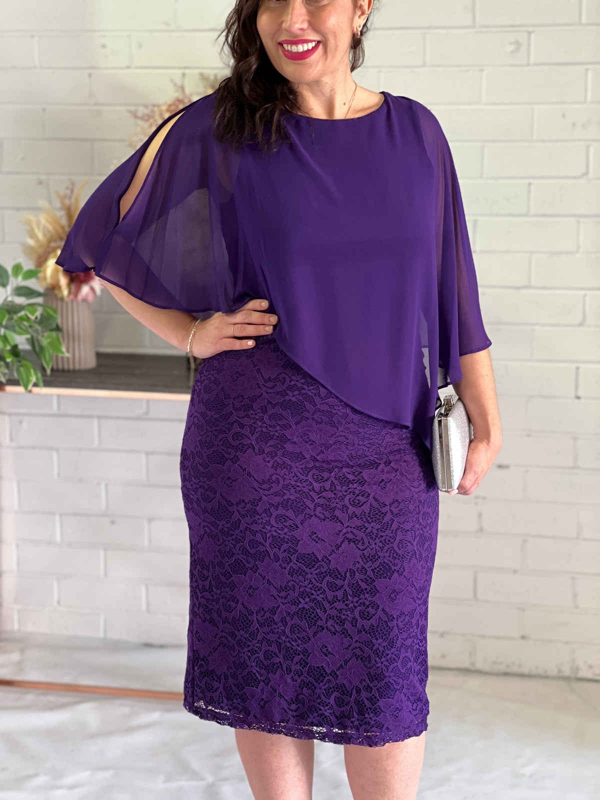 Geraldine Purple Lace Dress