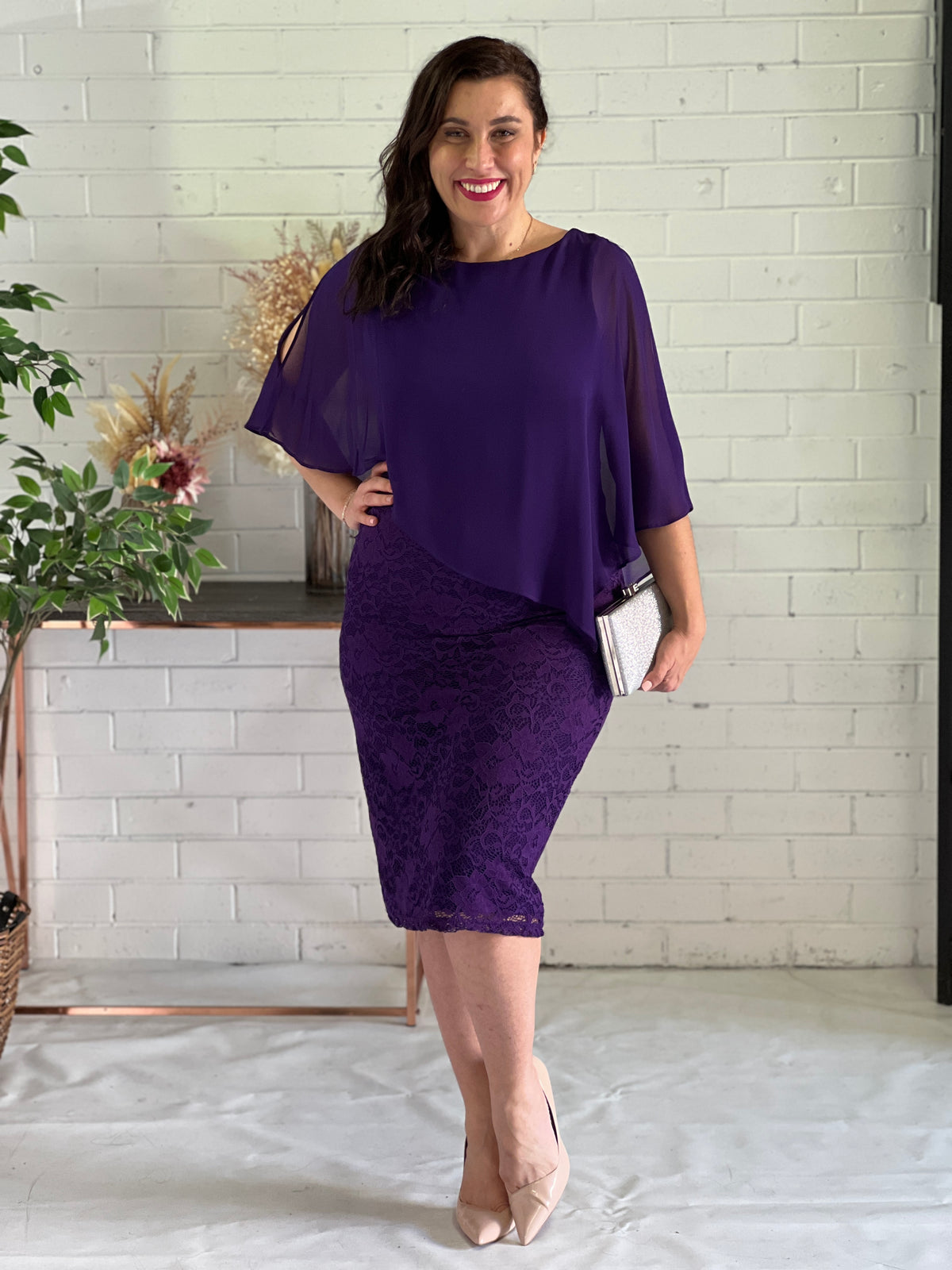 Geraldine Purple Lace Dress